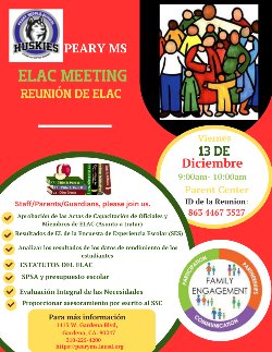 ¡Familias de Husky, únanse a nosotros en la última reunión del consejo de gobernanza de ELAC de 2024!